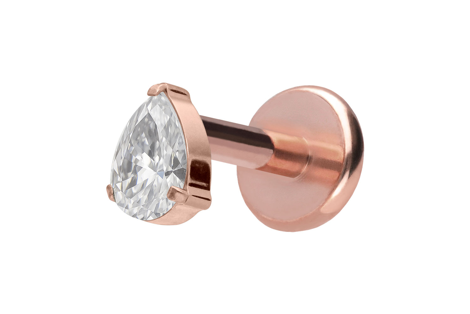 Titan Labret Piercing mit Push Fit KRISTALLTROPFEN